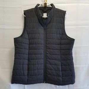💜  J. Jill Grey Puffer Zip Vest Jacket XL 0046B01